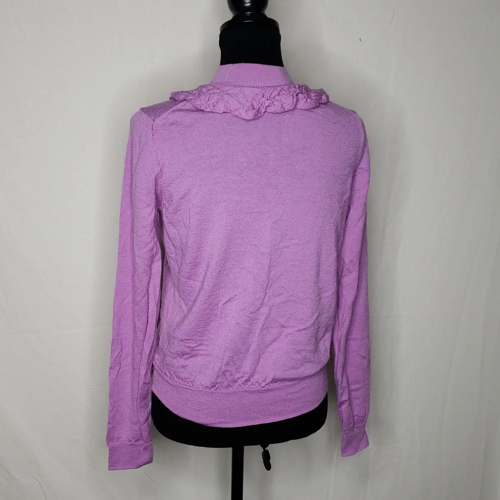 J Crew Knit 100% Merino Wool Mockneck Pointelle Stich Relaxed Sweater Layer